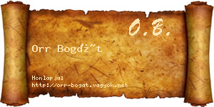 Orr Bogát névjegykártya